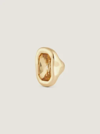 Bague sculpturale en métal et cristal