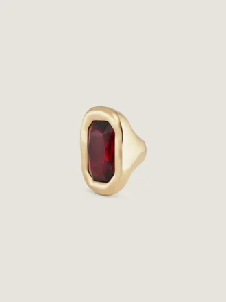 Bague sculpturale en métal et cristal