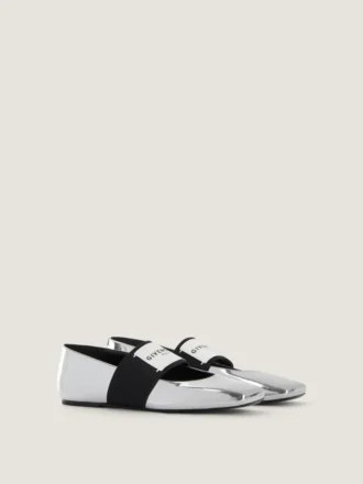 Ballerines à bout carré en cuir effet miroir