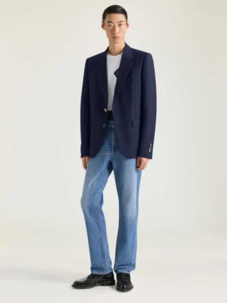 Blazer droit en laine et mohair
