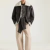 Blouson aviateur en cuir et peau de mouton avec coutures couture Blouson aviateur en cuir et peau de mouton avec coutures couture