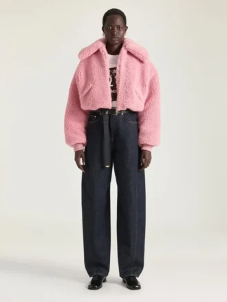 Blouson court effet peau de mouton