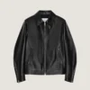 Blouson motard zippé en cuir Blouson motard zippé en cuir
