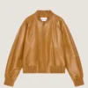 Blouson raglan en cuir à coutures couture Blouson raglan en cuir à coutures couture
