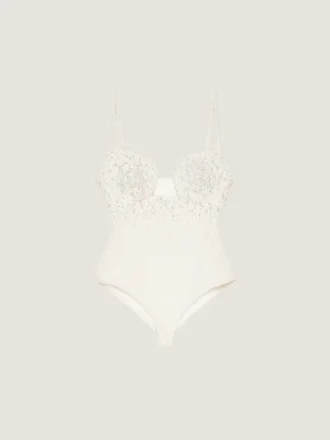 Body ajouré en maille avec perles brodées