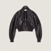 Bomber à col châle zippé en cuir nappa Bomber à col châle zippé en cuir nappa