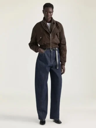 Bomber à col châle zippé en nylon