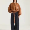 Bomber court cocon en cuir nappa Bomber court cocon en cuir nappa