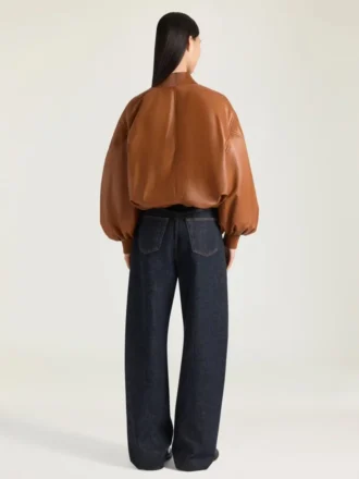 Bomber court cocon en cuir nappa