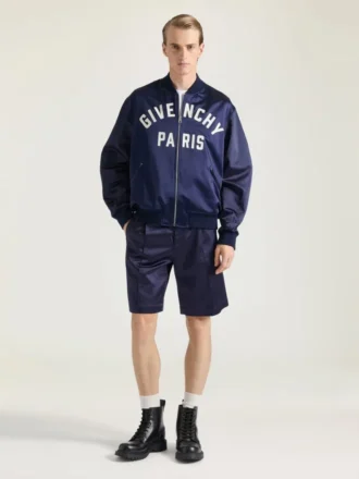 Bomber à coutures couture en satin brodé « Givenchy Paris »