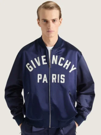 Bomber à coutures couture en satin brodé « Givenchy Paris »