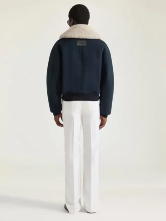 Bomber en coton avec col en peau de mouton