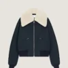 Bomber en coton avec col en peau de mouton