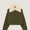 Bomber en coton et laine avec col en peau de mouton Bomber en coton et laine avec col en peau de mouton