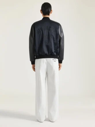 Bomber en cuir et satin avec broderie Givenchy Paris