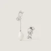 Boucles d&rsquo;oreilles asymétriques en métal, cristaux et perles