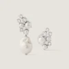 Boucles d&rsquo;oreilles asymétriques en métal, cristaux et perles