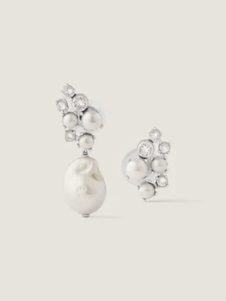 Boucles d&rsquo;oreilles asymétriques en métal, cristaux et perles