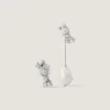 Boucles d&rsquo;oreilles asymétriques en métal, cristaux et perles