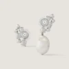 Boucles d&rsquo;oreilles asymétriques en métal, cristaux et perles