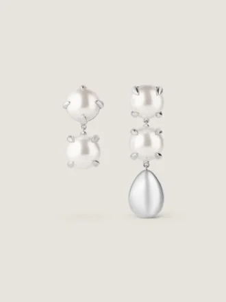Boucles d&rsquo;oreilles asymétriques à pointes en métal et perles