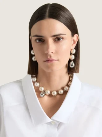Boucles d&rsquo;oreilles asymétriques à pointes en métal et perles