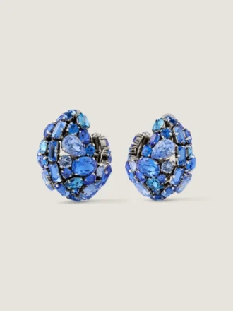 Boucles d&rsquo;oreilles à clip audacieuses en métal et cristaux