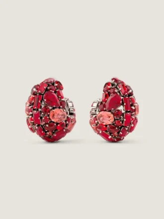 Boucles d&rsquo;oreilles à clip audacieuses en métal et cristaux