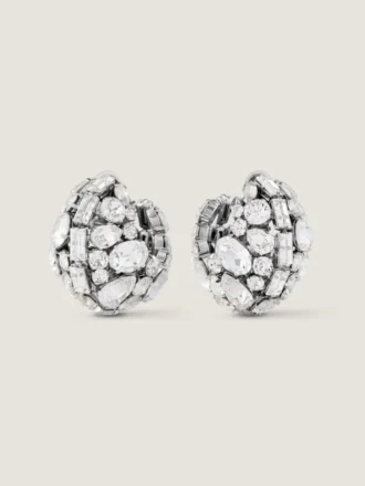 Boucles d&rsquo;oreilles à clip audacieuses en métal et cristaux