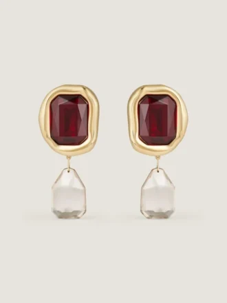 Boucles d&rsquo;oreilles clip sculpturales en métal et cristaux
