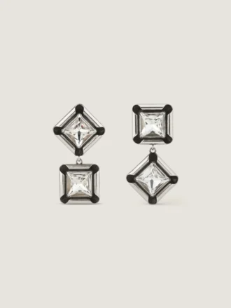 Boucles d&rsquo;oreilles « Deconstructed Crystals » en métal et cristaux