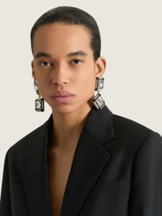 Boucles d&rsquo;oreilles « Deconstructed Crystals » en métal et cristaux