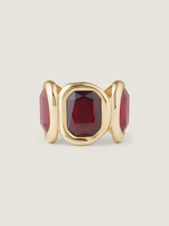 Bracelet manchette sculptural en métal et cristaux