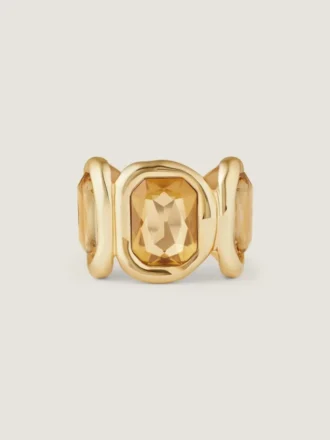 Bracelet manchette sculptural en métal et cristaux