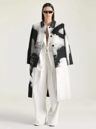 Car coat en coton avec jacquard portrait