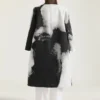 Car coat en coton avec jacquard portrait Car coat en coton avec jacquard portrait