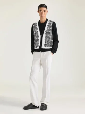 Cardigan en maille de coton à imprimé floral