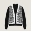 Cardigan en maille de coton à imprimé floral Cardigan en maille de coton à imprimé floral
