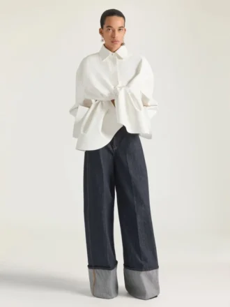 Chemise asymétrique en cuir nappa