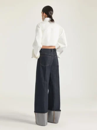 Chemise asymétrique en cuir nappa
