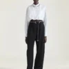 Chemise courte en popeline avec cristaux Chemise courte en popeline avec cristaux