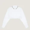 Chemise courte en popeline avec cristaux Chemise courte en popeline avec cristaux