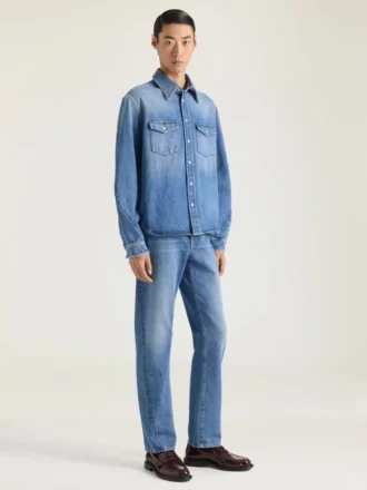 Chemise à coutures couture en denim délavé Shadow