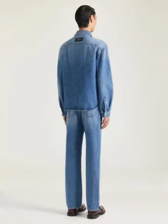 Chemise à coutures couture en denim délavé Shadow