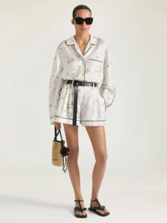Chemise de pyjama en soie à imprimé floral