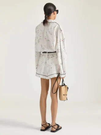 Chemise de pyjama en soie à imprimé floral