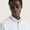 Chemise en popeline de coton avec broderie de cristaux