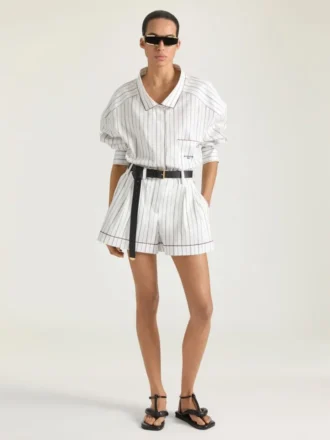 Chemise rayée en coton et soie