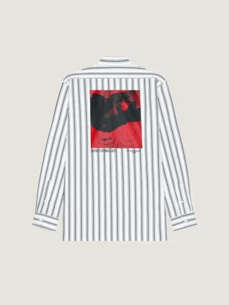 Chemise rayée en popeline à imprimé surréaliste