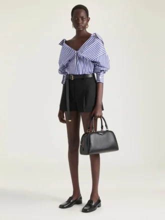 Chemise rayée fendue en popeline